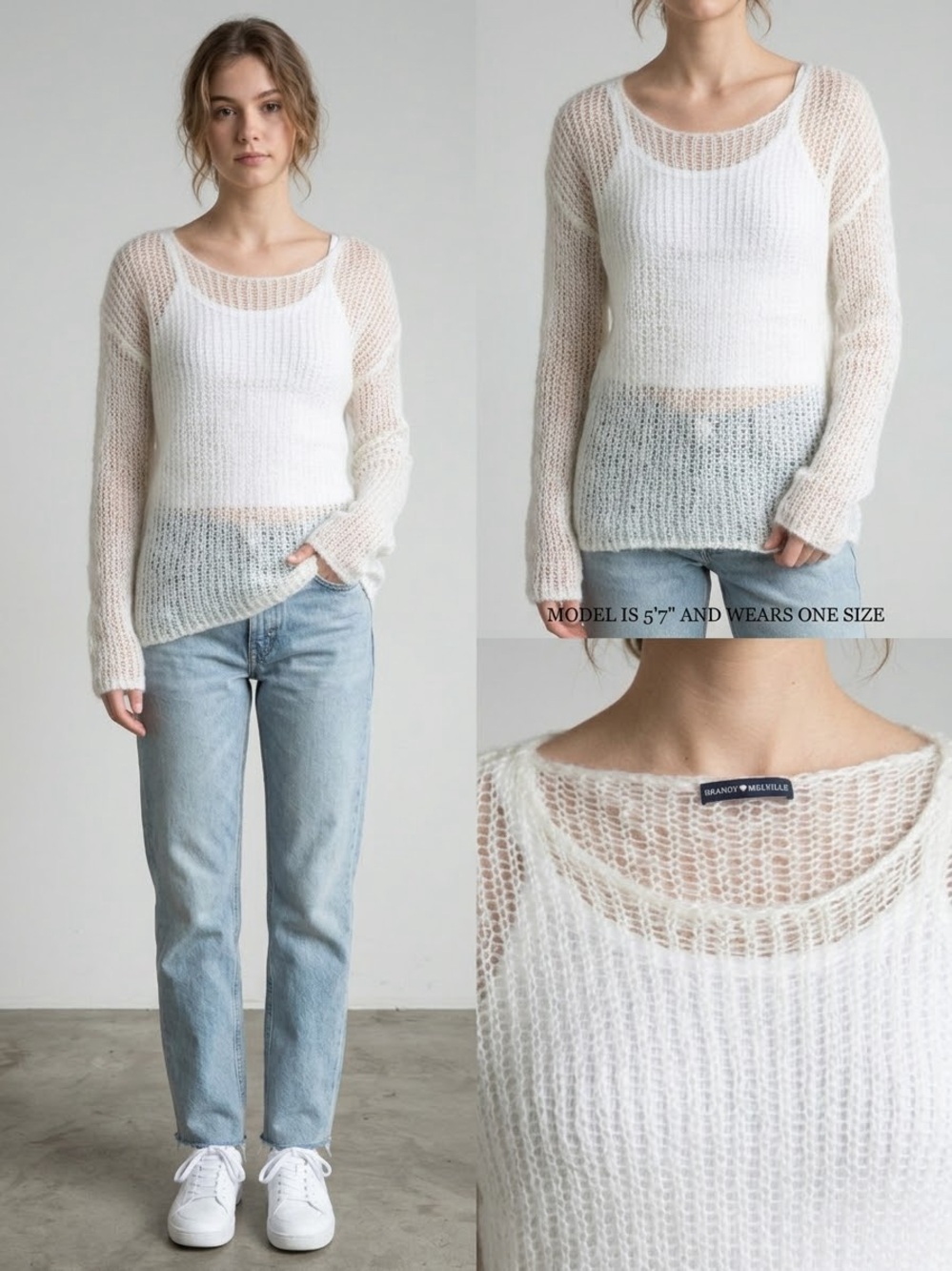 Brandy Melville Open-Knit Scoop Neck Sweater